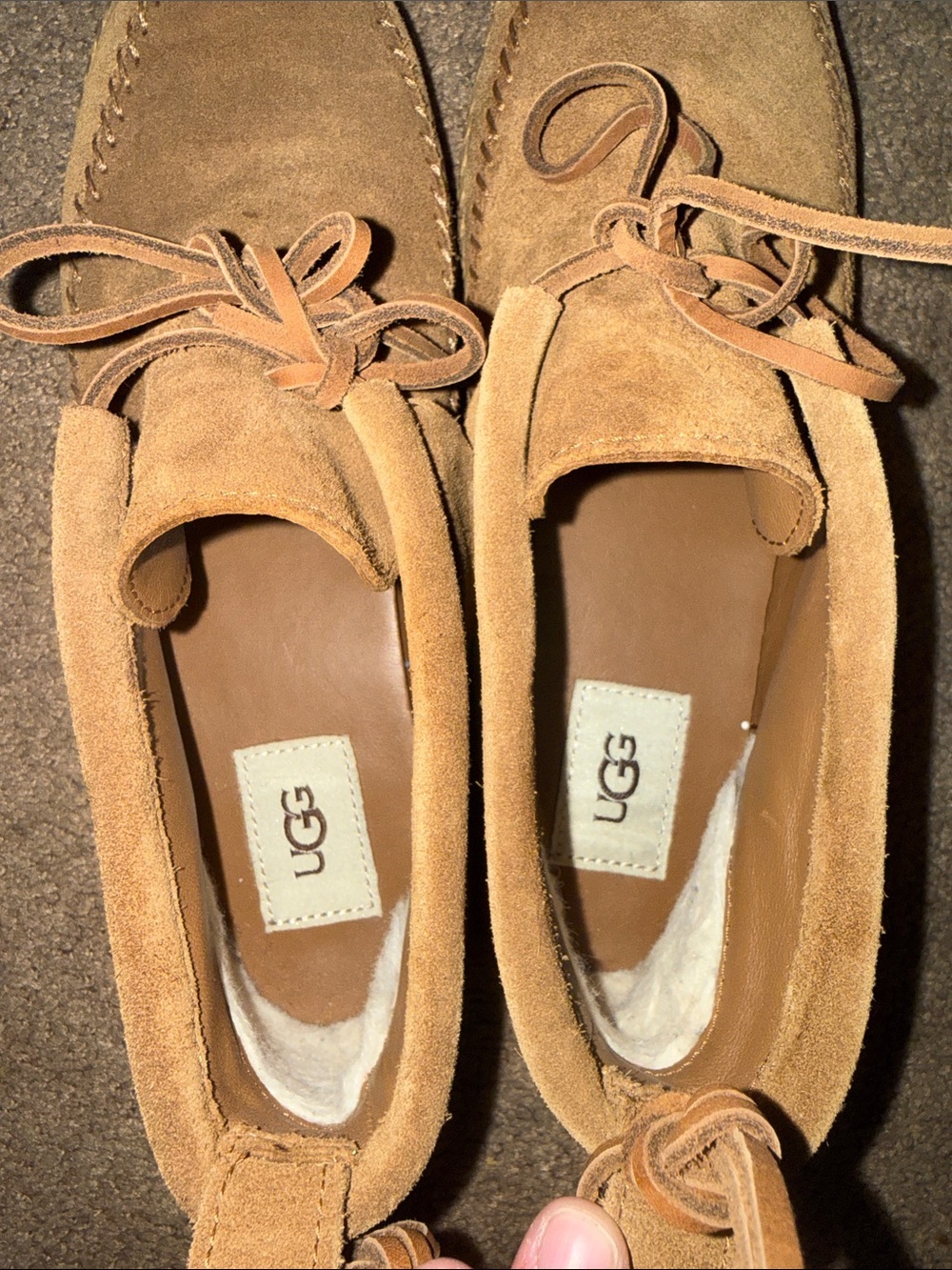 UGG Woodlyn Moccasin Ankle Boots in Chestnut Suede Size 10 - Picture 3 of 7